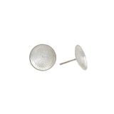 Small Perforated Disc Post Earrings in Silver