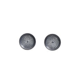 Small Perforated Disc Dangle Earrings in Oxidized Silver