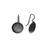 Small Perforated Disc Post Earrings in Oxidized Silver