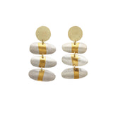Earth Day Post Earrings with Pearls in 18k Yellow Gold