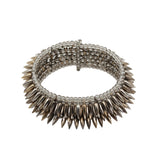 Silver Tone 5 Row Bullet Cuff with Grey Smoky Glass Beads