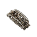 Silver Tone 5 Row Bullet Cuff with Grey Smoky Glass Beads