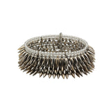 Silver Tone 5 Row Bullet Cuff with Grey Smoky Glass Beads