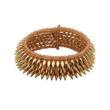 Golden 5 Row Bullet Cuff with "Carnelian" Glass Beads