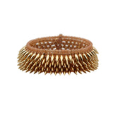Golden 5 Row Bullet Cuff with "Carnelian" Glass Beads