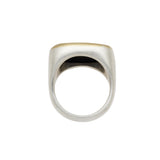 Matte Black Tourmaline Signet Ring in Brushed Silver