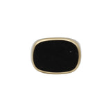 Matte Black Tourmaline Signet Ring in Brushed Silver