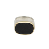 Matte Black Tourmaline Signet Ring in Brushed Silver