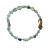Dendritic Aquamarine Necklace with Coralite Clasp in Yellow Bronze