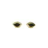Green Sapphire Leaf Post Earrings in 18k Yellow Gold