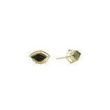 Green Sapphire Leaf Post Earrings in 18k Yellow Gold