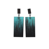 Aqua Float Earrings with Wood in Oxidized Silver