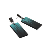 Aqua Float Earrings with Wood in Oxidized Silver