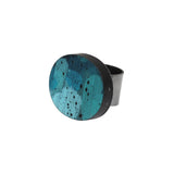 Tide Ring in Oxidized Silver with Painted Wood