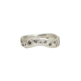 Organic Texture Wave Ring in Brushed Silver with Lavender Sapphires
