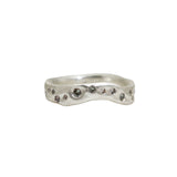 Organic Texture Wave Ring in Brushed Silver with Lavender Sapphires
