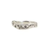 Organic Texture Wave Ring in Brushed Silver with Lavender Sapphires
