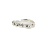 Organic Texture Wave Ring in Brushed Silver with Lavender Sapphires