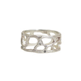 10mm Reef Ring in Silver with Grey Diamonds