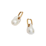 Mother of Baroque Pearl Earrings in 18k Yellow Gold