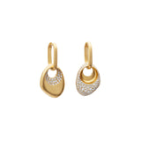 Medium Egg Drop Earrings in 18k Yellow Gold With White Diamonds