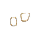 Large Pave Rounded Edge Hoops in 18k Yellow Gold