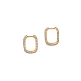 Large Pave Rounded Edge Hoops in 18k Yellow Gold