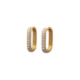 Large Pave Rounded Edge Hoops in 18k Yellow Gold