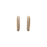 Large Pave Rounded Edge Hoops in 18k Yellow Gold