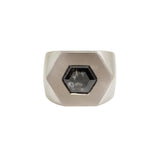 Salt and Pepper Hexagon Diamond Ring in 18k Palladium White Gold