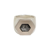 Salt and Pepper Hexagon Diamond Ring in 18k Palladium White Gold