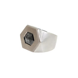 Salt and Pepper Hexagon Diamond Ring in 18k Palladium White Gold