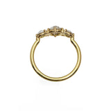 Three Stone Ring with Rose Cut White Diamonds in 18k Yellow Gold