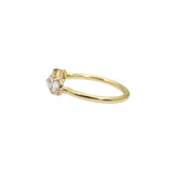 Three Stone Ring with Rose Cut White Diamonds in 18k Yellow Gold