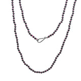 Matte 4mm Hematite Bead Necklace with Hot Pink Thread and Oxidized Silver Clasp