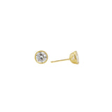 5.5mm Lab Grown White Diamond Basket Post Earrings in 18k Yellow Gold