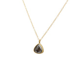 Salt and Pepper Teardrop Diamond Sleeping Necklace in 18k Yellow Gold