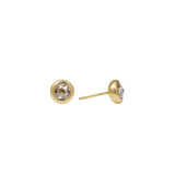 5mm Champagne Rose Cut Diamond Post Earrings in 18k Yellow Gold