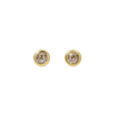 5mm Champagne Rose Cut Diamond Post Earrings in 18k Yellow Gold