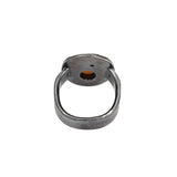 Mandarin Garnet, Emerald & Diamond Ring in Oxidize Silver