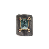 Bicolor Tourmaline & Spinel Shield Ring in Oxidized Silver