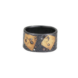 Diamonds & Stars Cigar Band in Oxidized Silver