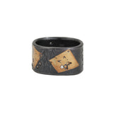 Diamonds & Stars Cigar Band in Oxidized Silver