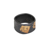 Diamonds & Stars Cigar Band in Oxidized Silver