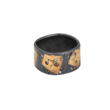 Diamonds & Stars Cigar Band in Oxidized Silver