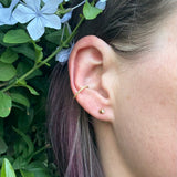 Angled Tube & White Diamond Post Earrings in 18k Yellow Gold