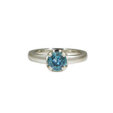 Scooped Prong Blue Montana Sapphire Ring in 14k White Gold