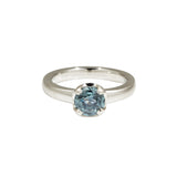 Scooped Prong Blue Montana Sapphire Ring in 14k White Gold