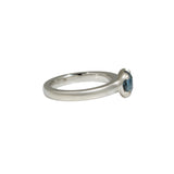 Scooped Prong Blue Montana Sapphire Ring in 14k White Gold