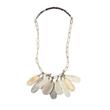 Brass Link Necklace with Faceted Colored Beads and Antler Slices